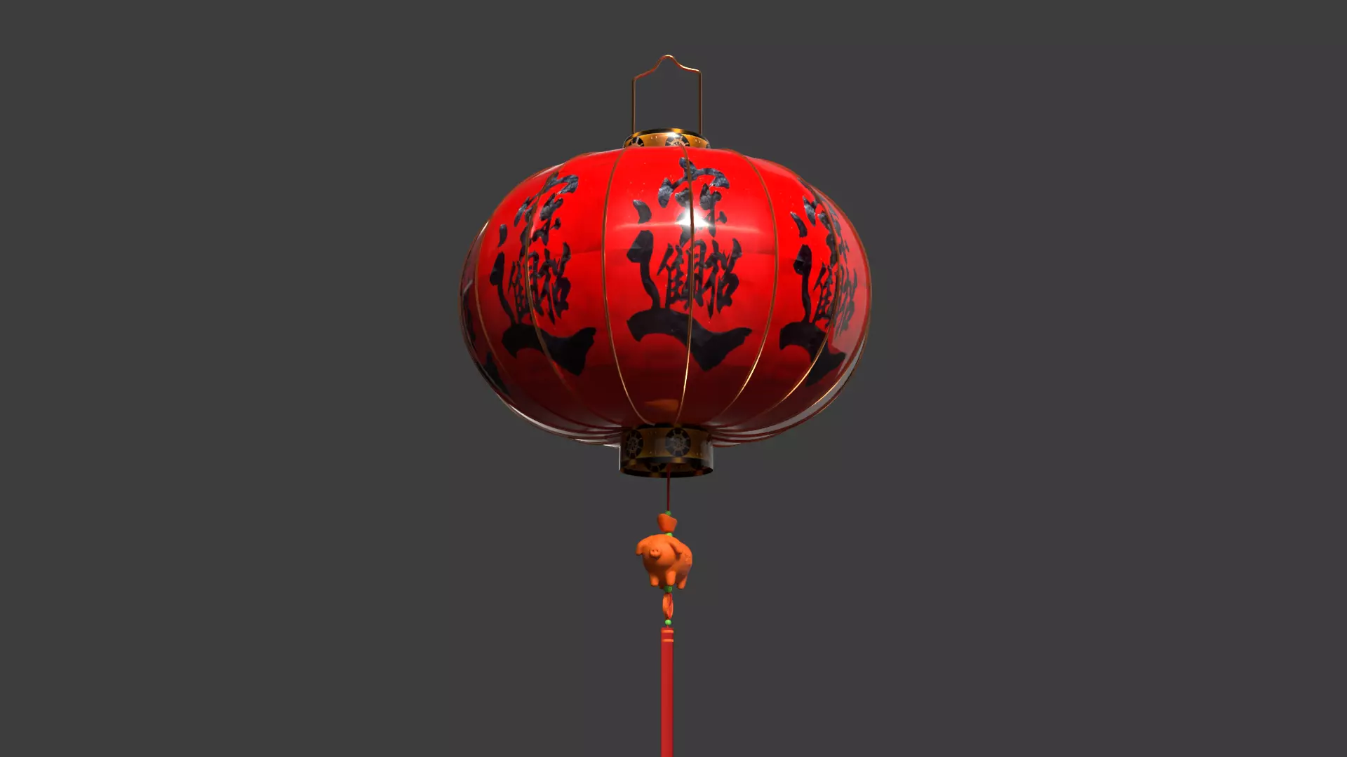 Chinese red lantern Low-poly 3D model_8