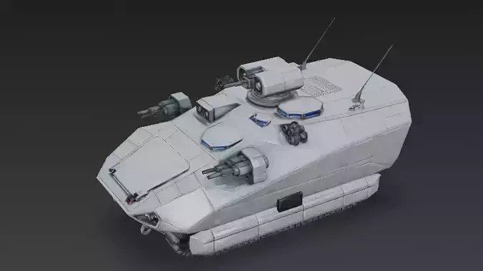 Sci-Fi Battlefield Tank PBR 3D Model