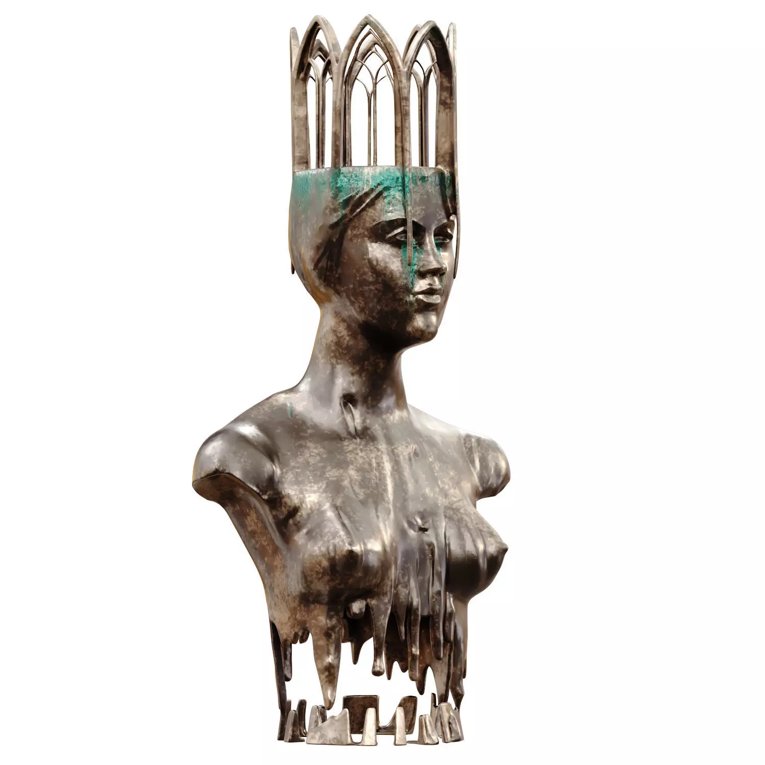 Architectural Girl Statue SET 764 Low-poly 3D model_2