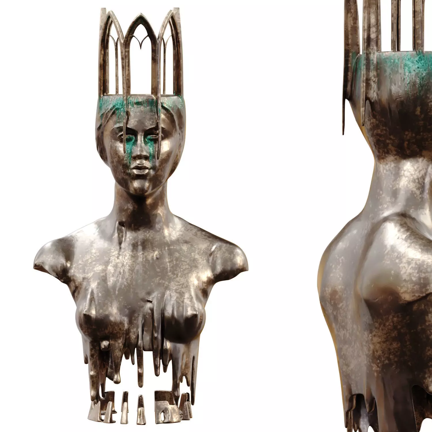 Architectural Girl Statue SET 764 Low-poly 3D model_0