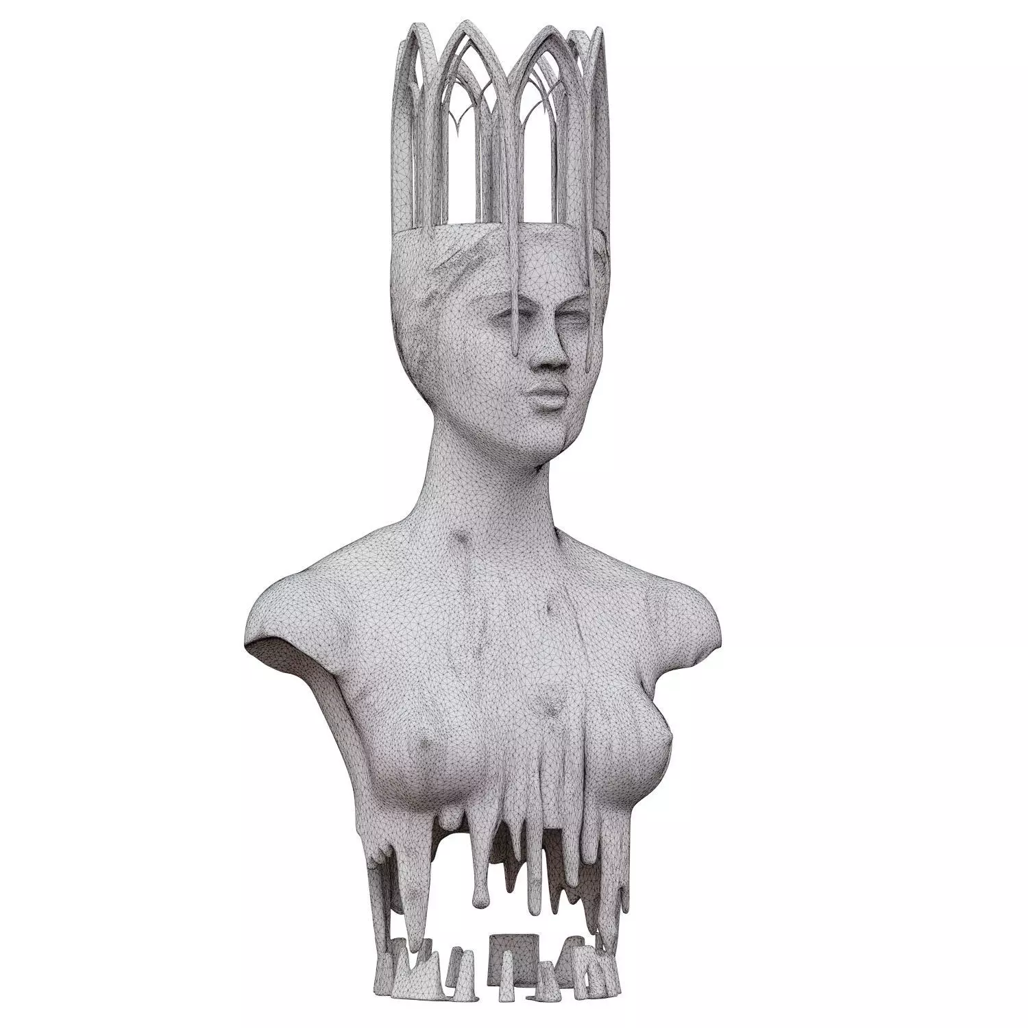 Architectural Girl Statue SET 764 Low-poly 3D model_5