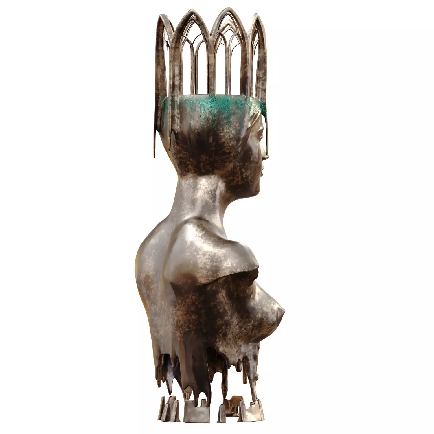 Architectural Girl Statue SET 764 Low-poly 3D model_3