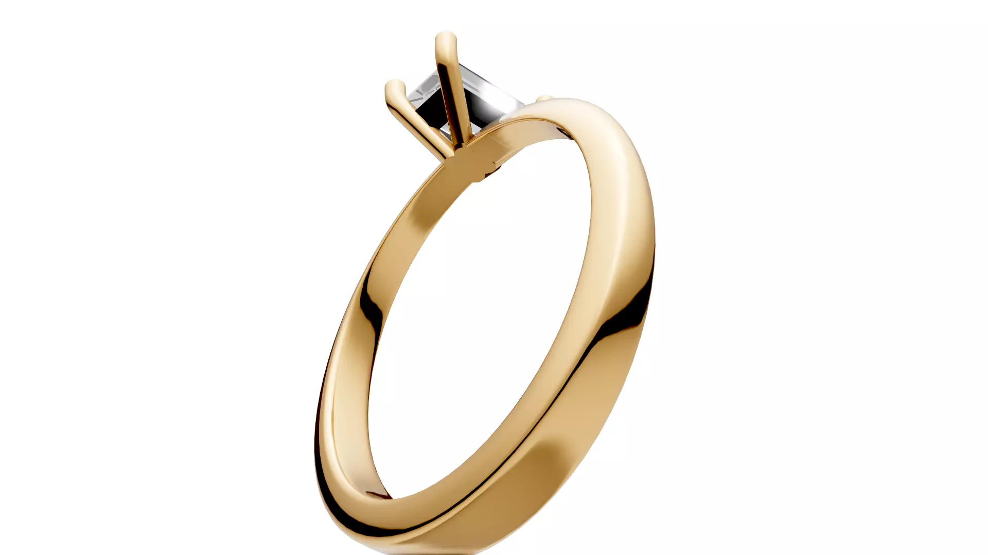 Baguette Engagement Ring 3D print model_8
