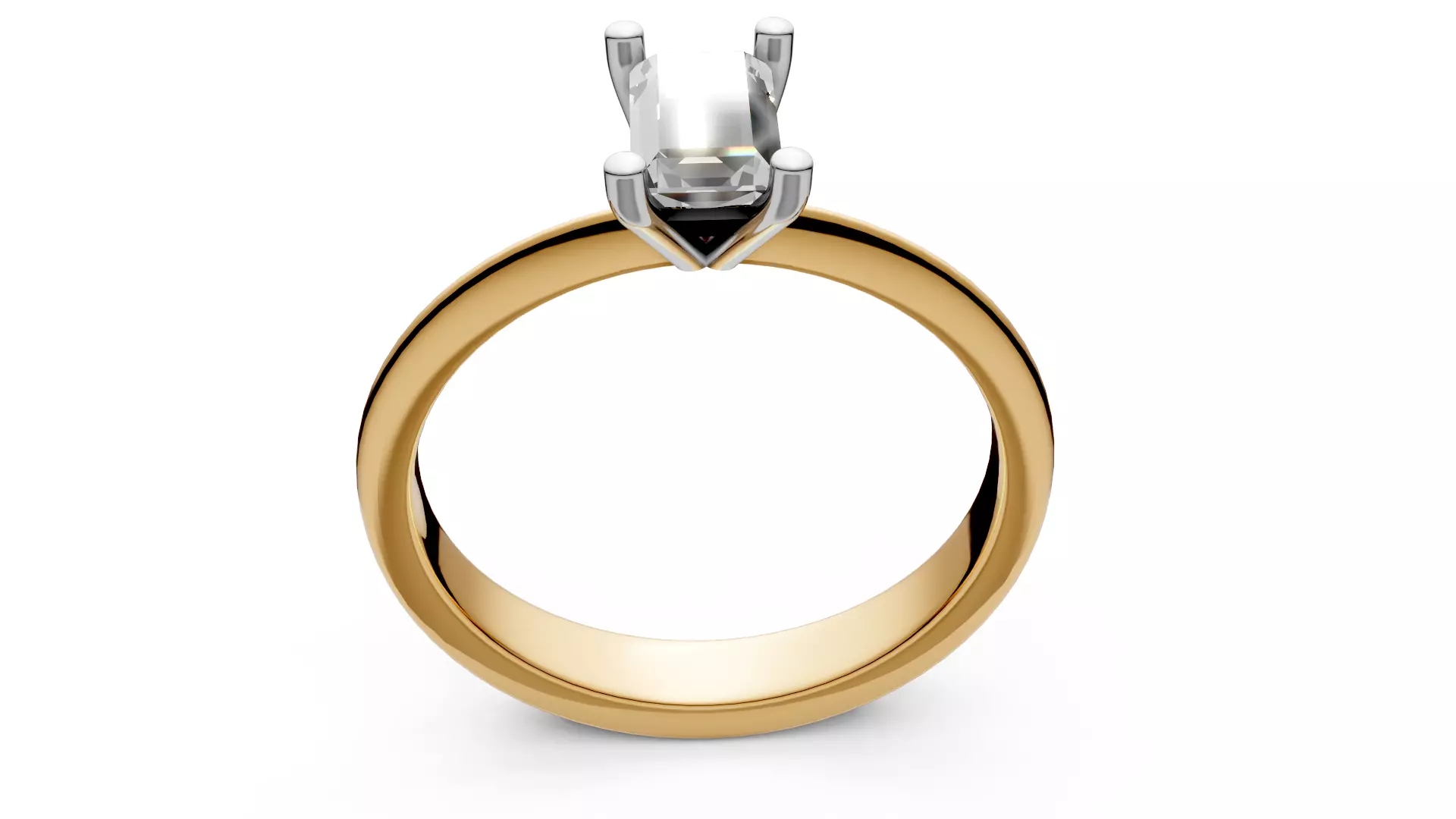 Baguette Engagement Ring 3D print model_5