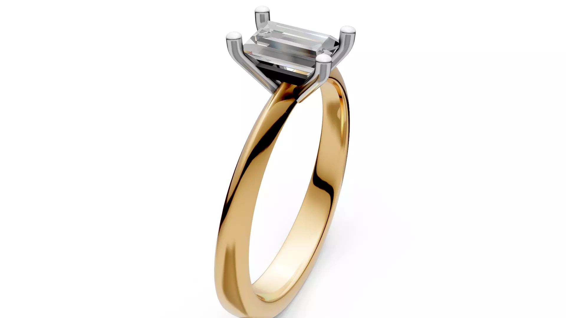 Baguette Engagement Ring 3D print model_7
