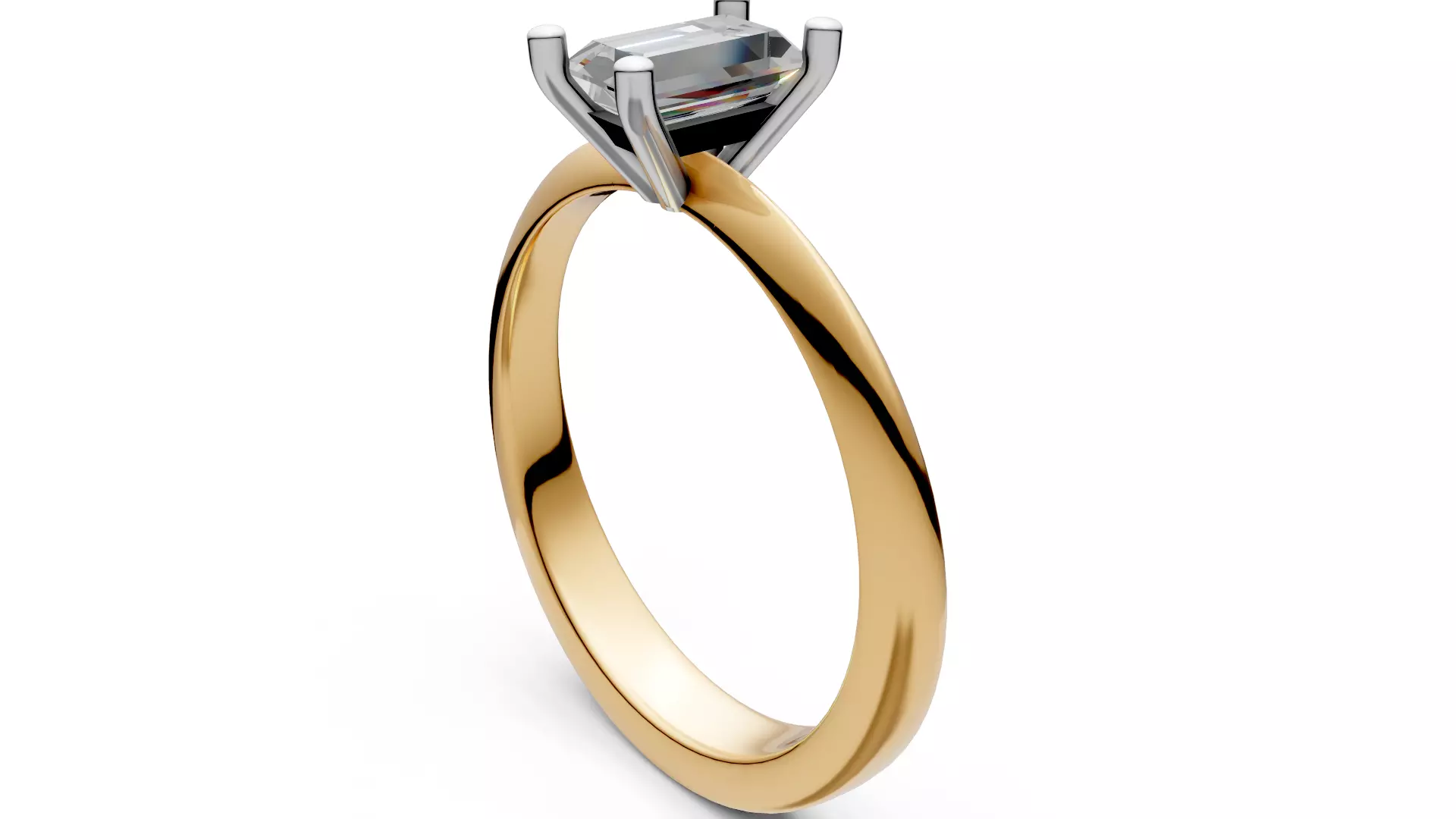 Baguette Engagement Ring 3D print model_6