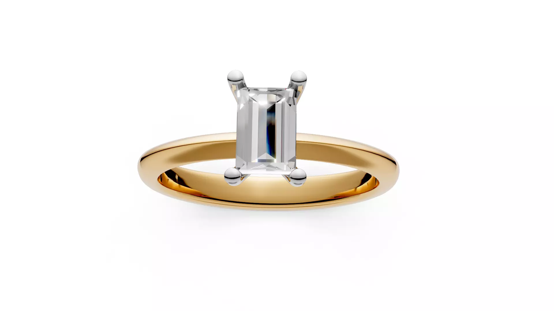 Baguette Engagement Ring 3D print model_1