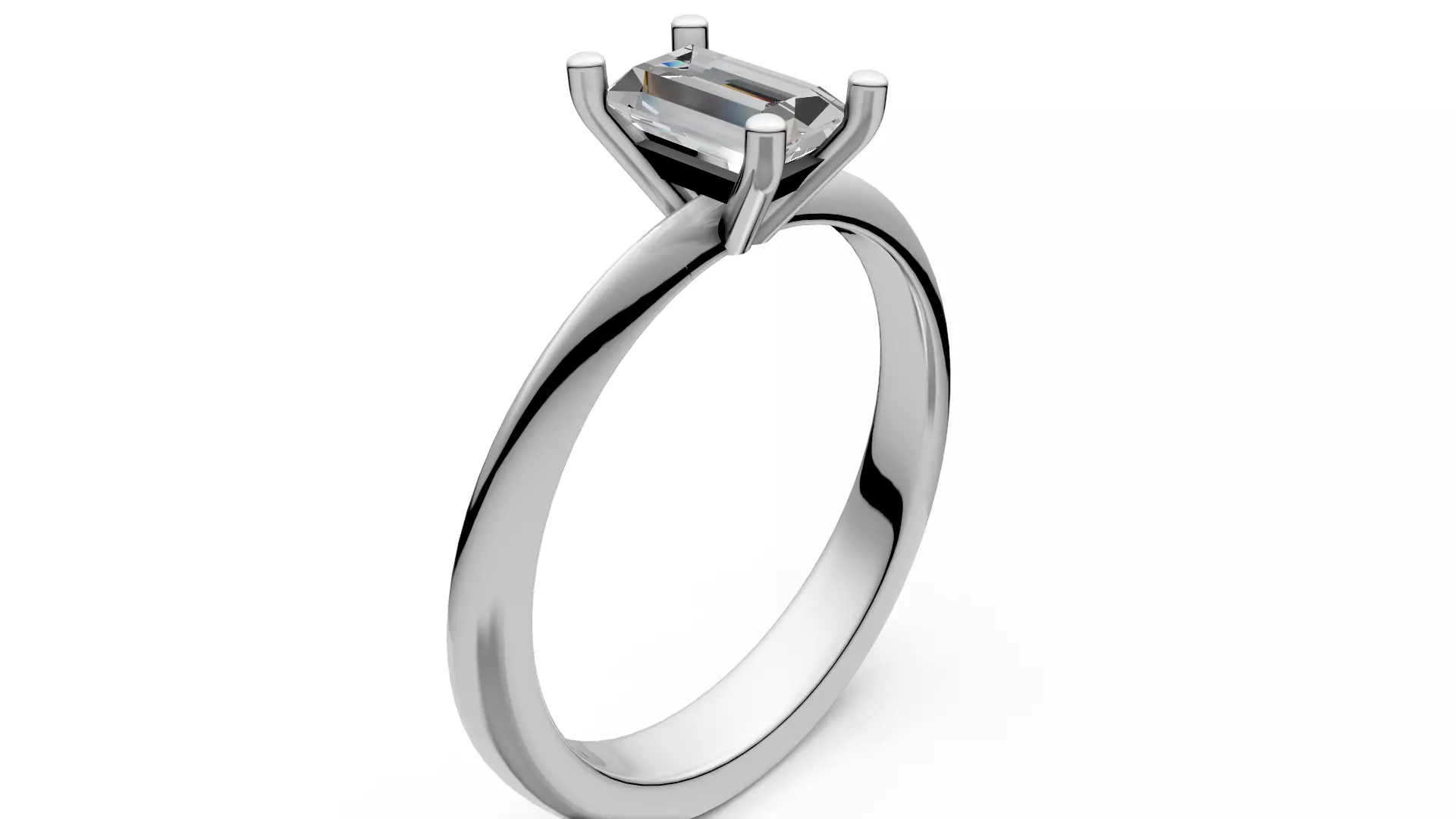 Baguette Engagement Ring 3D print model_3