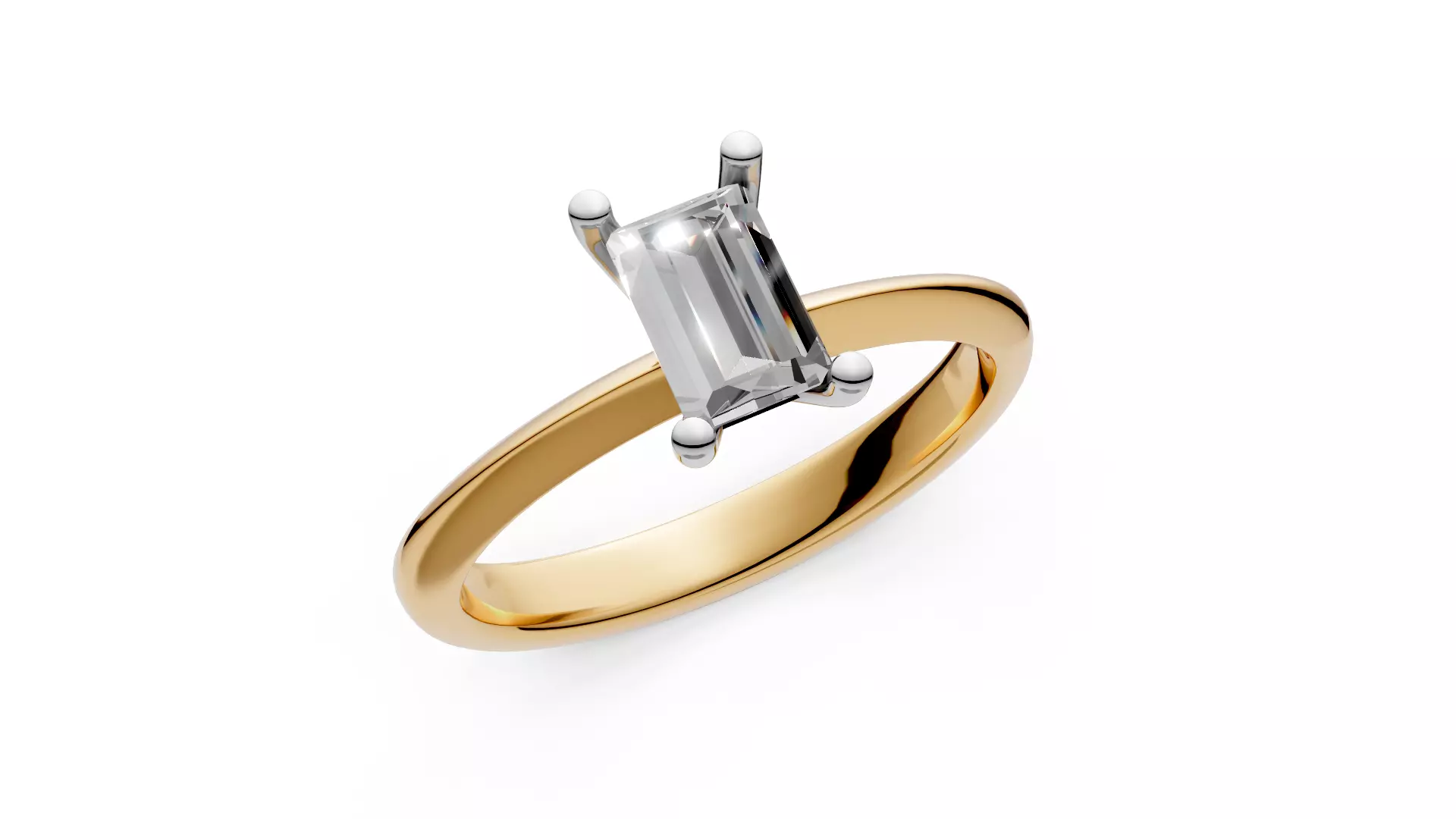 Baguette Engagement Ring 3D print model_0