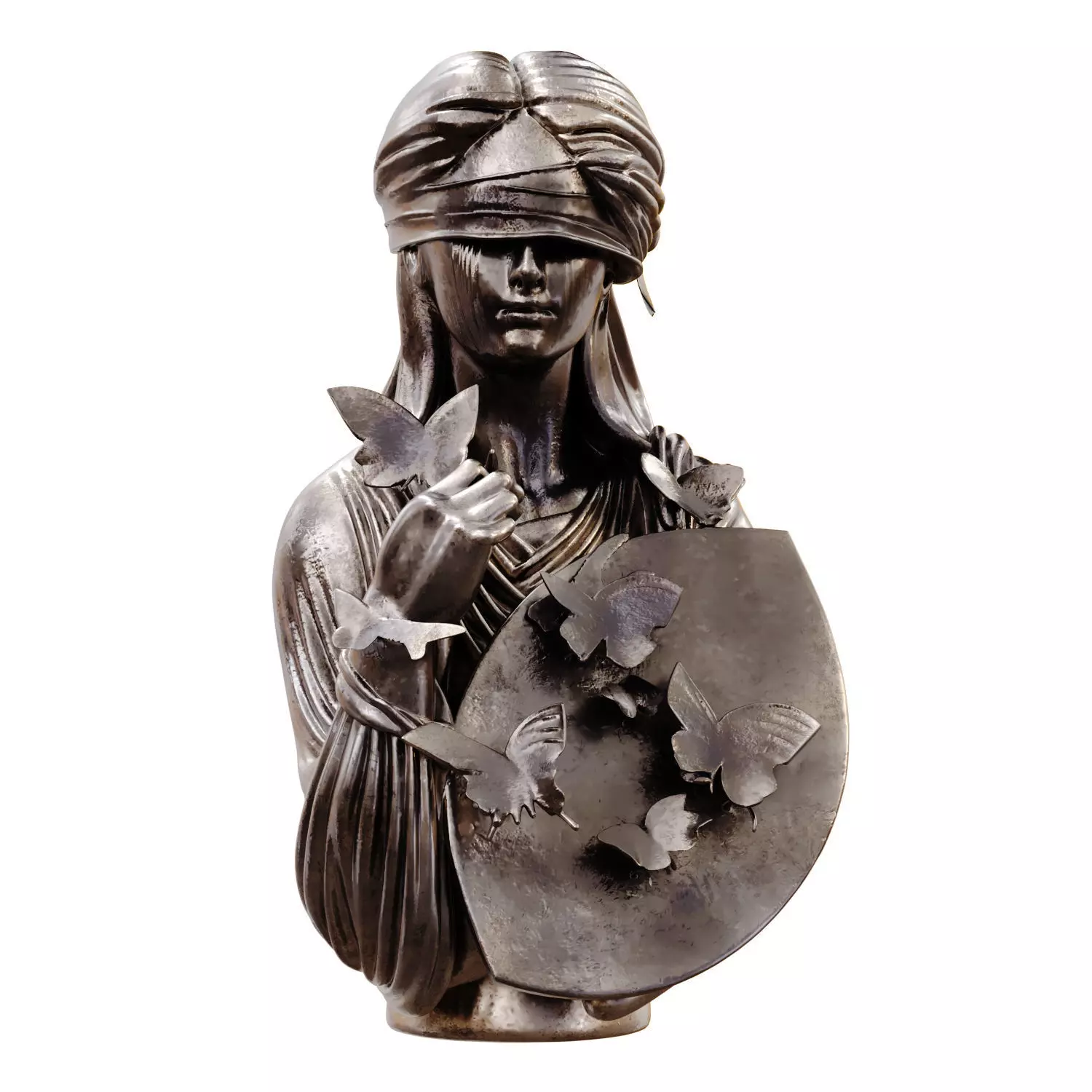 Girl with Butterflies Statue set 763 Low-poly 3D model