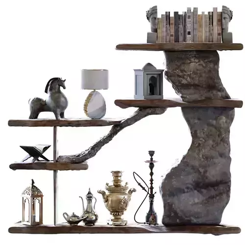 Modern Stone   Wood Partition rack set 774