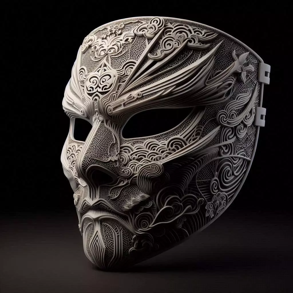 Ornate Asian-Inspired Mask 3D print model_0