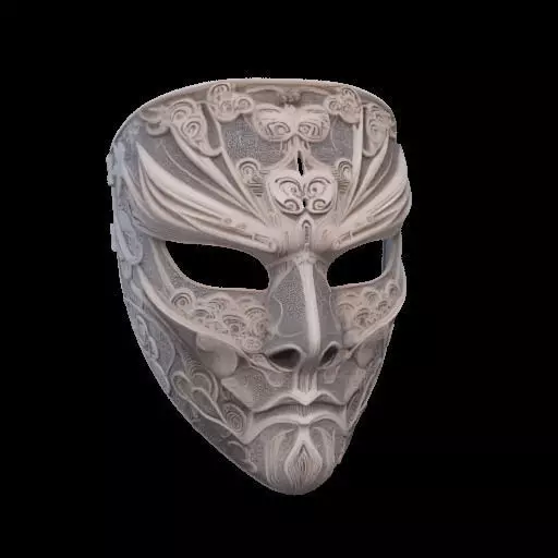 Ornate Asian-Inspired Mask 3D print model_2
