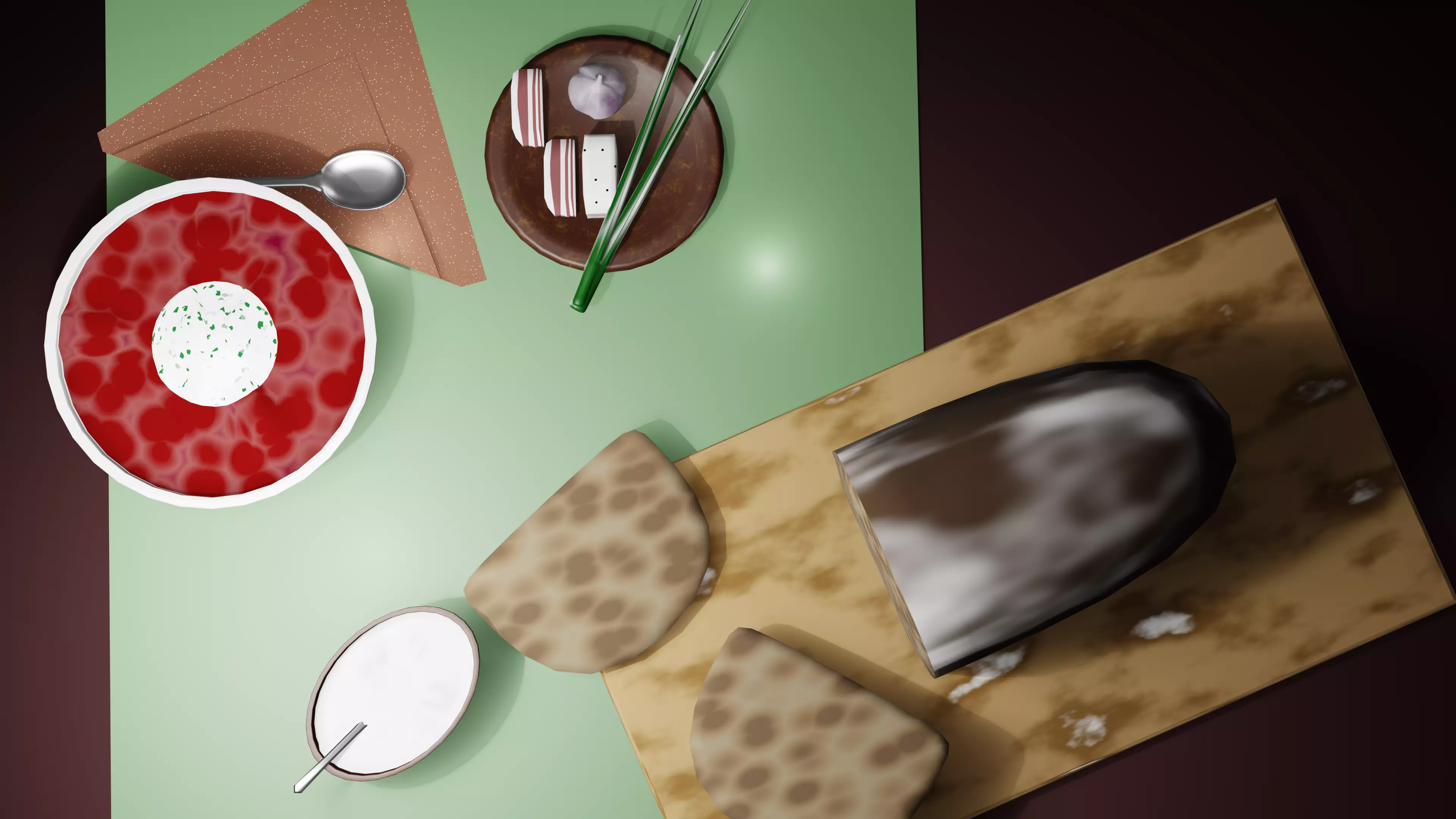 Traditional Ukrainian Borscht Set 3D Model Low-poly 3D model_4