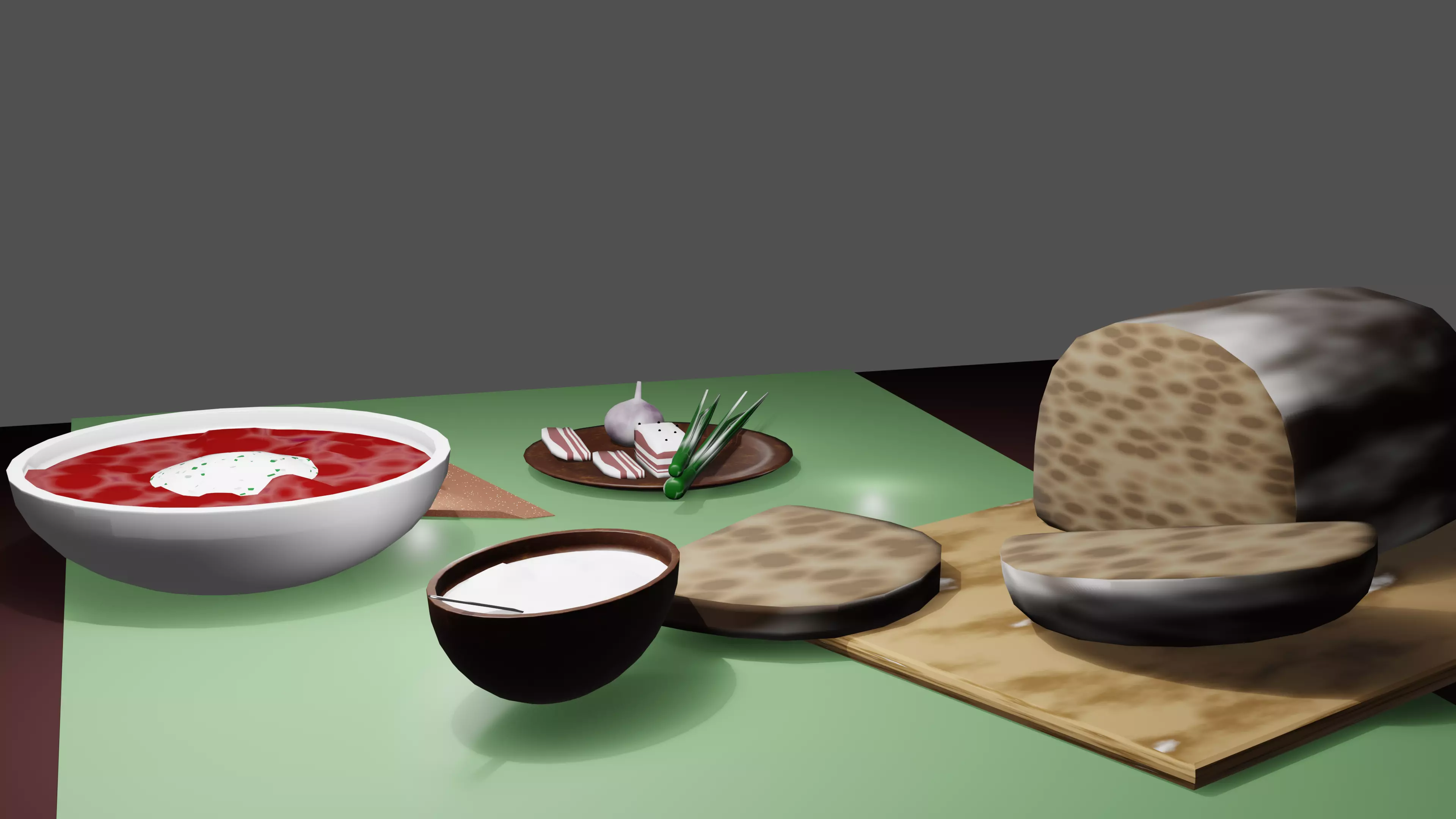 Traditional Ukrainian Borscht Set 3D Model Low-poly 3D model_3