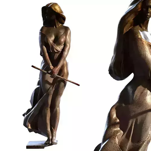 Standing Girl Statue set 767 Low-poly 3D model