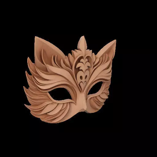 Ornate Wooden Animal Mask 3D print model_24