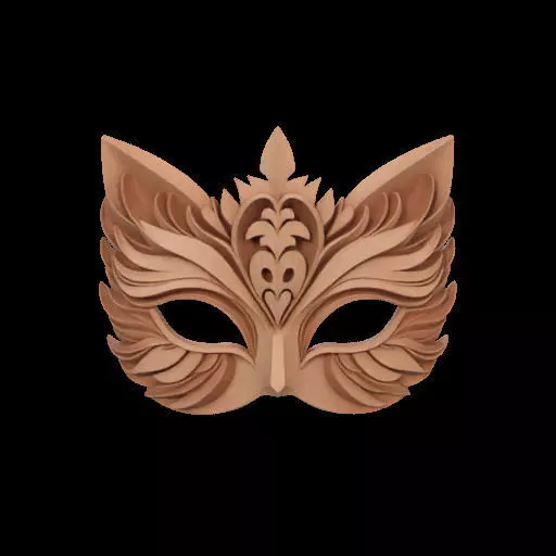 Ornate Wooden Animal Mask 3D print model_1