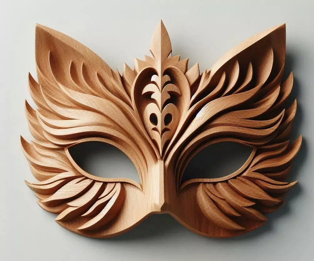 Ornate Wooden Animal Mask 3D print model_0