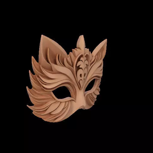 Ornate Wooden Animal Mask 3D print model_25