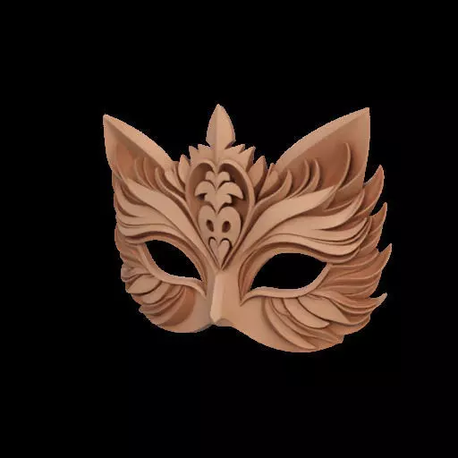 Ornate Wooden Animal Mask 3D print model_22