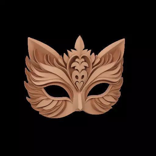 Ornate Wooden Animal Mask 3D print model_2