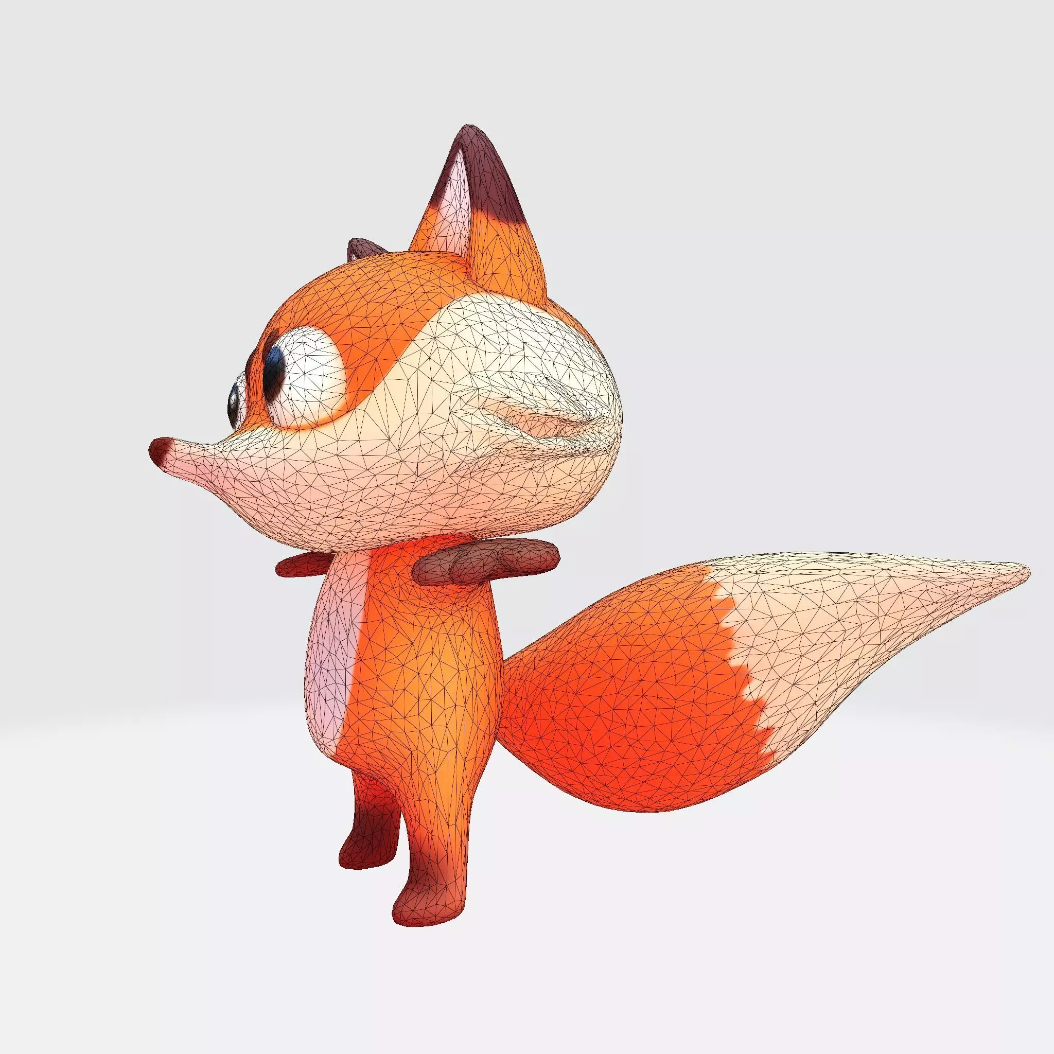 Low-Poly Stylized Fox Figurines Low-poly 3D model_20