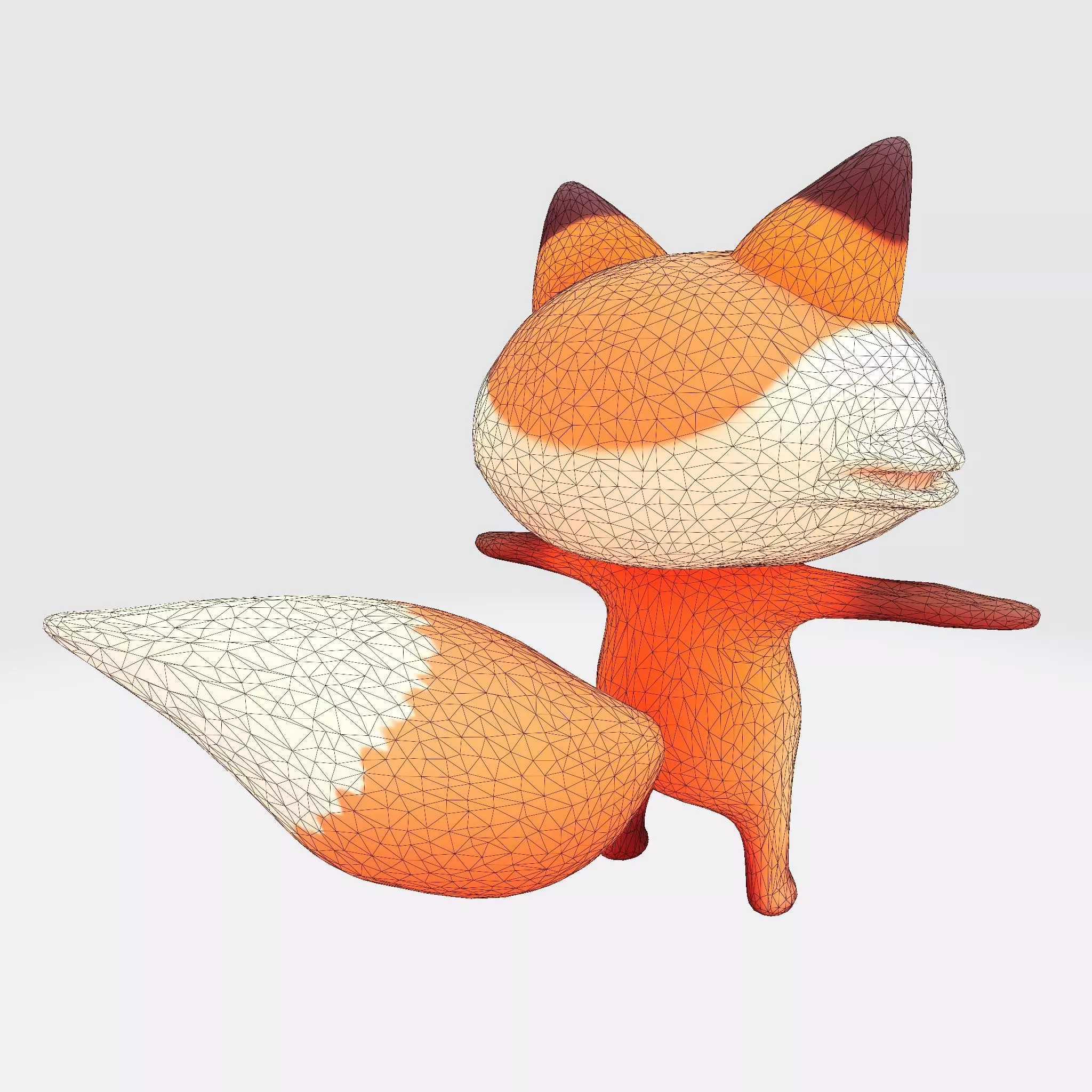 Low-Poly Stylized Fox Figurines Low-poly 3D model_21