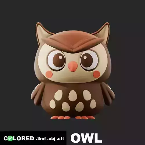 Cute Cartoon Owl Keychain or Bust 3D Printable Model