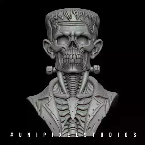 Frankenstein skeletal Bust 3D Print STL 