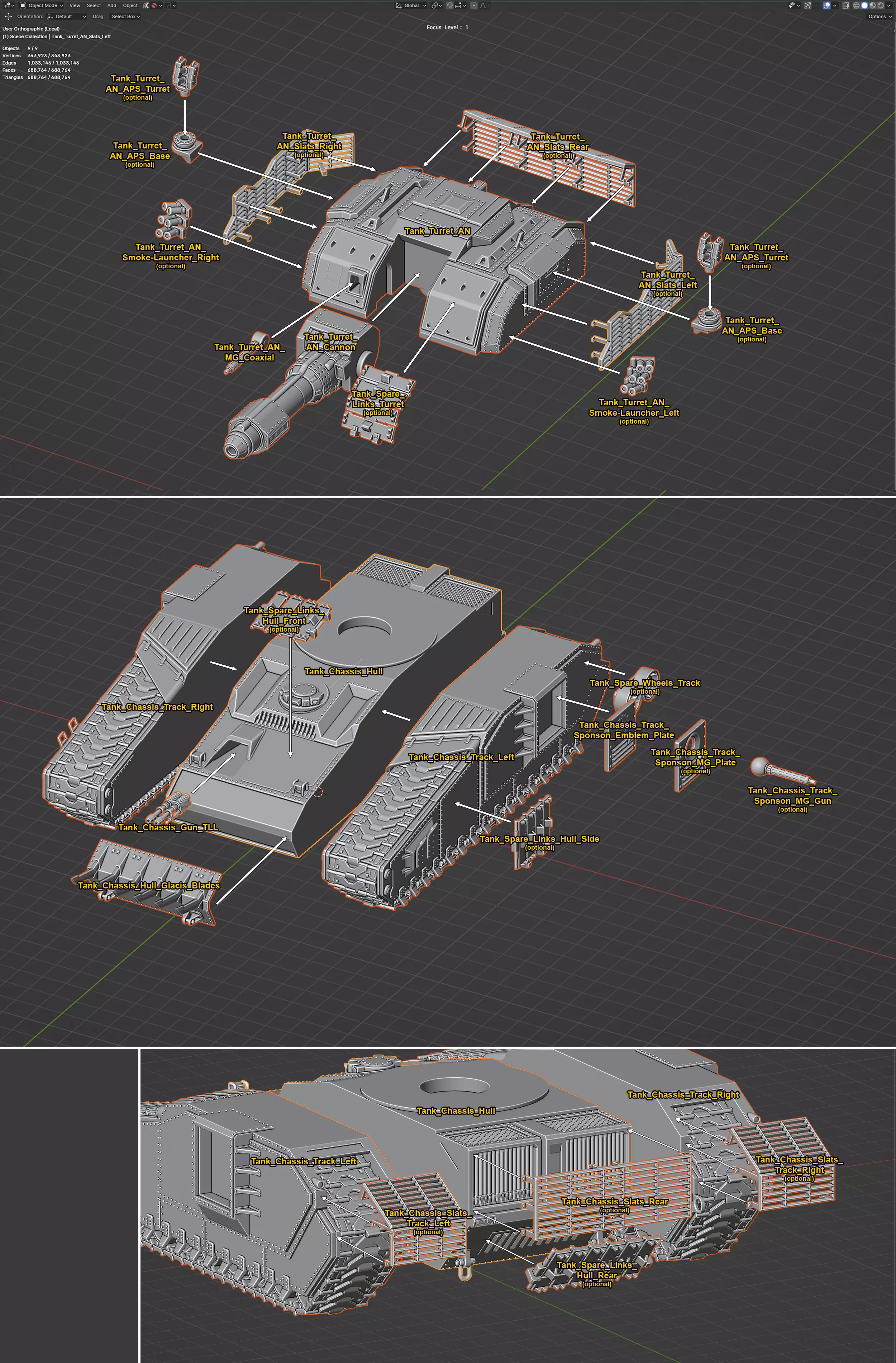 Automaton Annihilator Tank Modular 3D Printable 3D print model_4