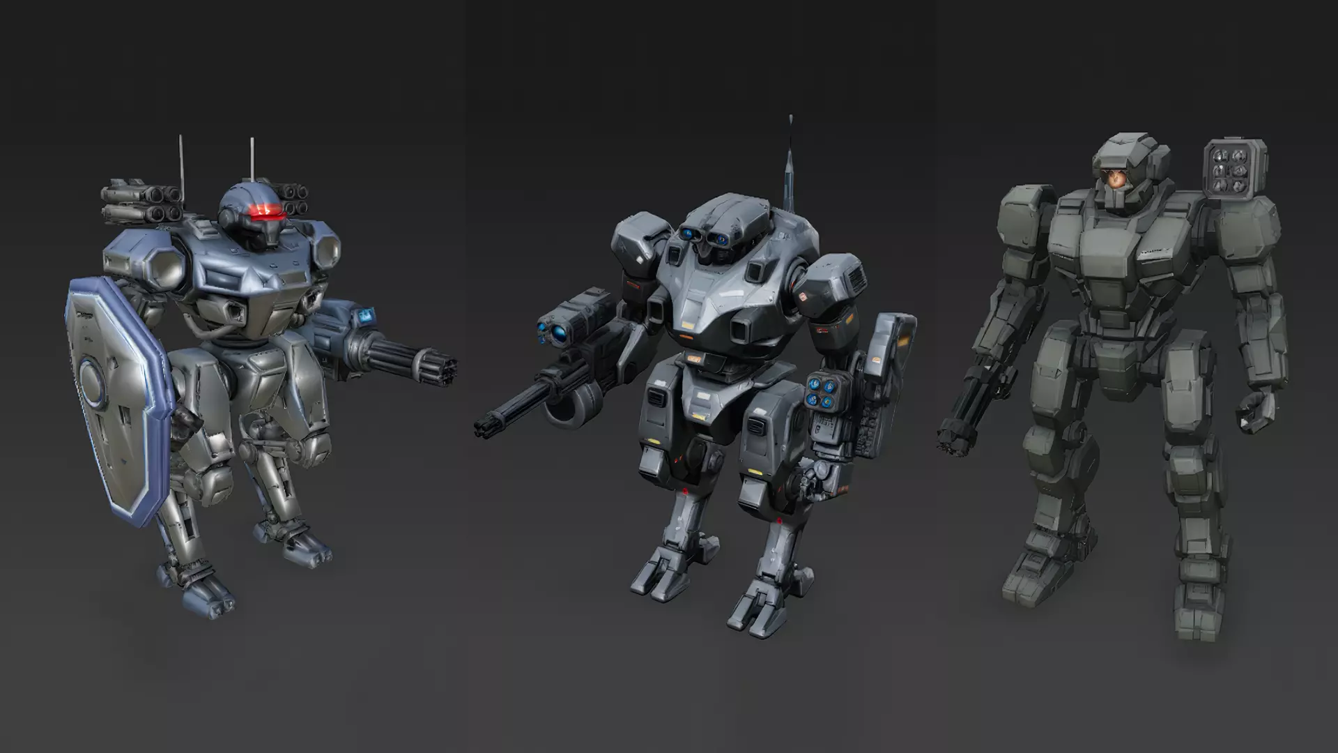 Sci-Fi Combat Robot Pack PBR 3D Models Low-poly 3D model_0