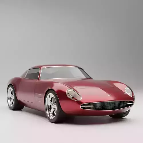 Retro Modern Burgundy Sports Car Low-poly 3D model