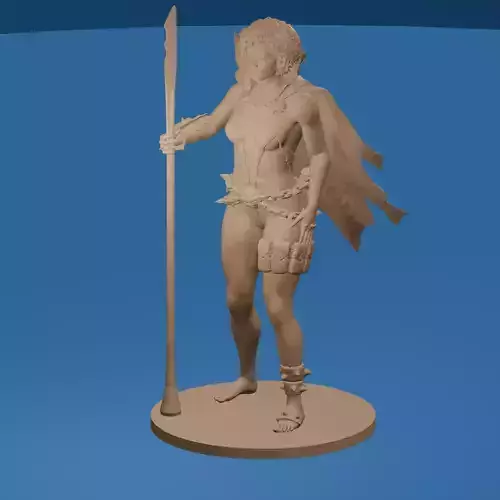 Dark-Skinned Fantasy Warrior with Spear