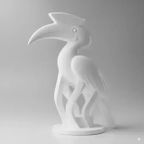 minimalist sculpture of a rhinoceros hornbill