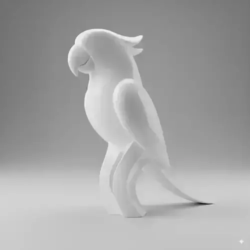Minimalist sculpture of a parrot