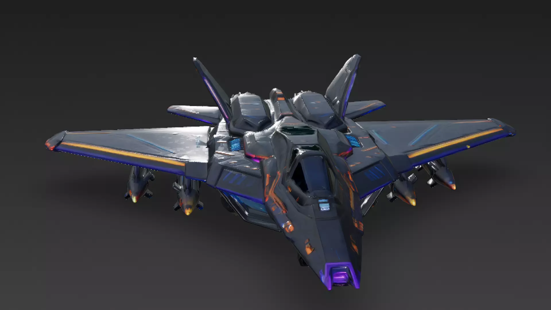 Colorful Fighter Jet PBR 3D Model 3D model_1