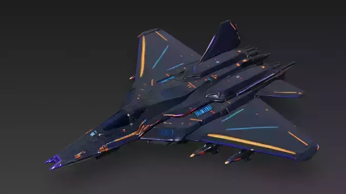 Colorful Fighter Jet PBR 3D Model