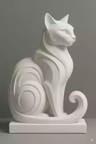 Minimalist stylized cat sculpture