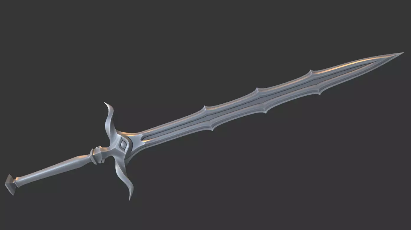 Demonic Sword Low-poly 3D model_0