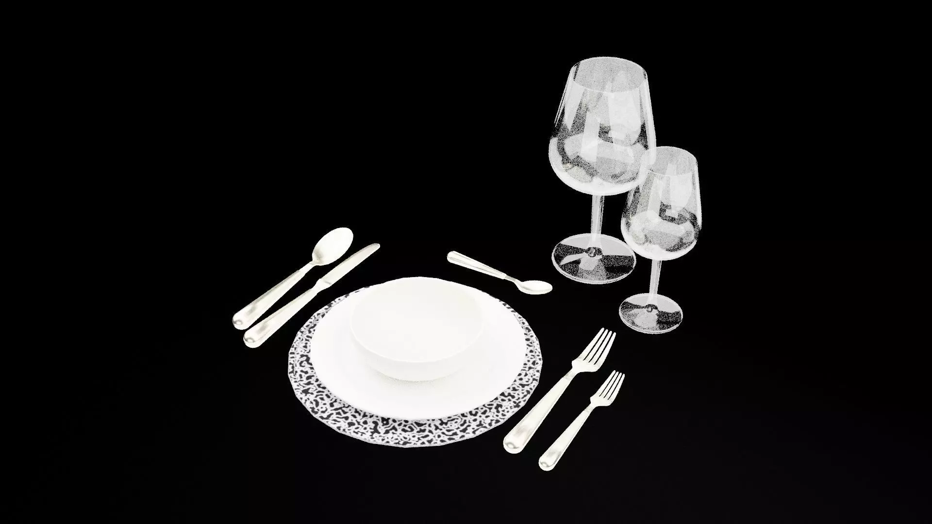 Dining Utensils Low-poly 3D model_0