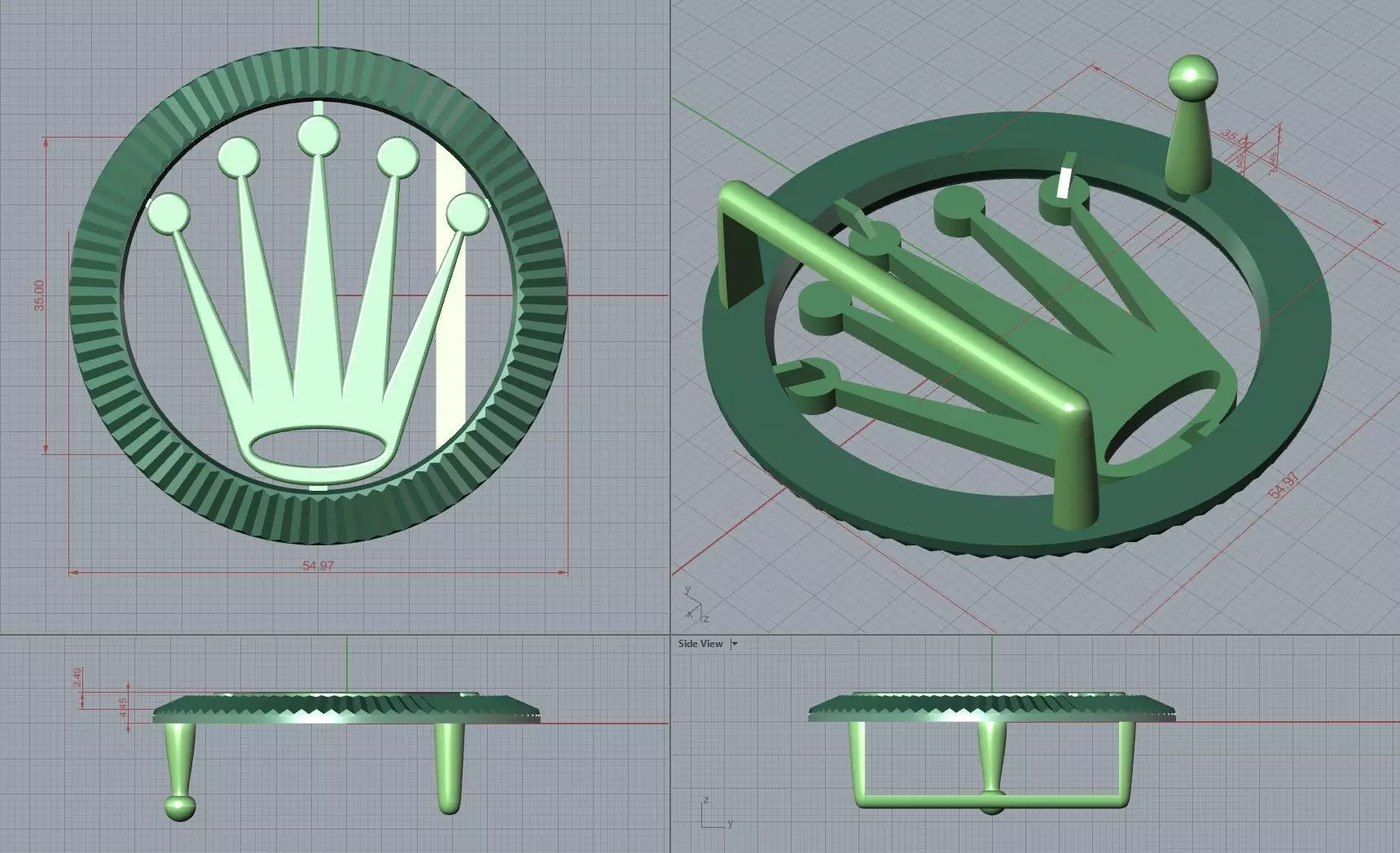 Crown Belt Buckle 3D print model_11