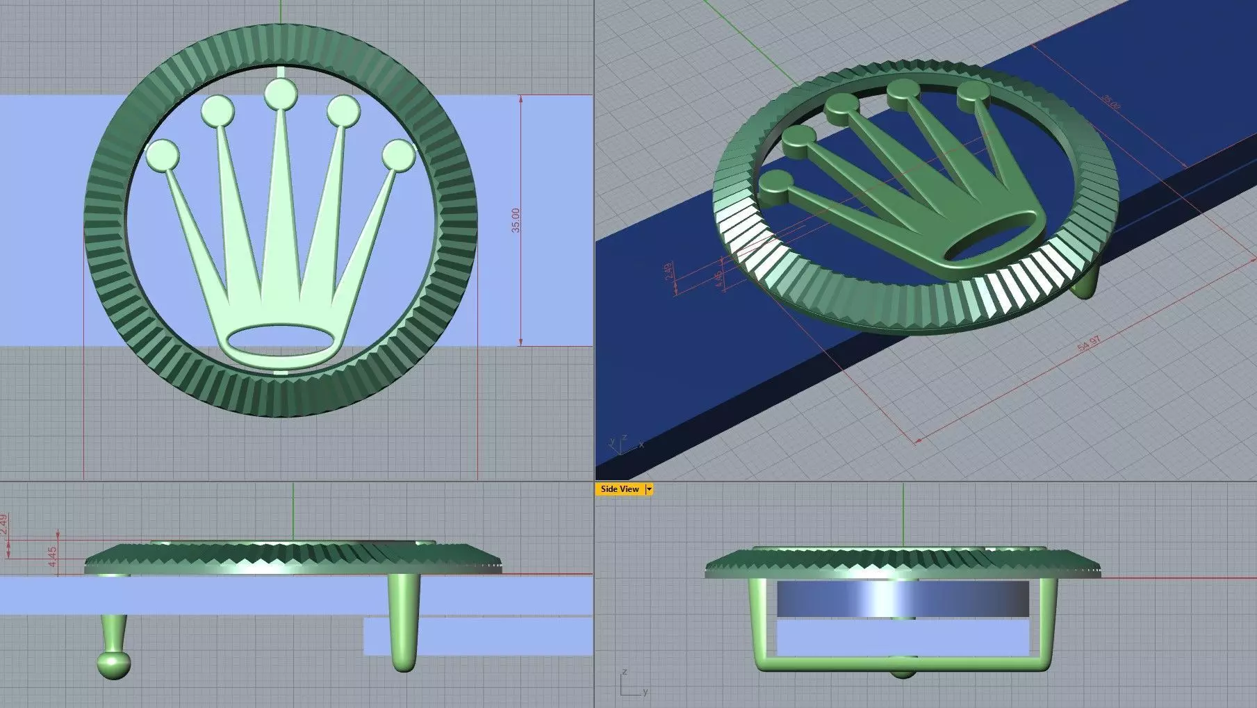 Crown Belt Buckle 3D print model_1