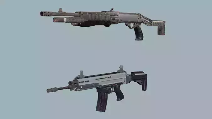 Weapon Pack Exclusive 2 Models Low-poly 3D Model
