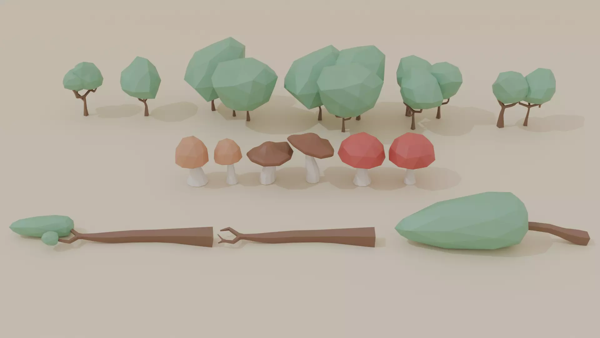 Stylized Low Poly Forest Pack 45 Assets Low-poly 3D model_3
