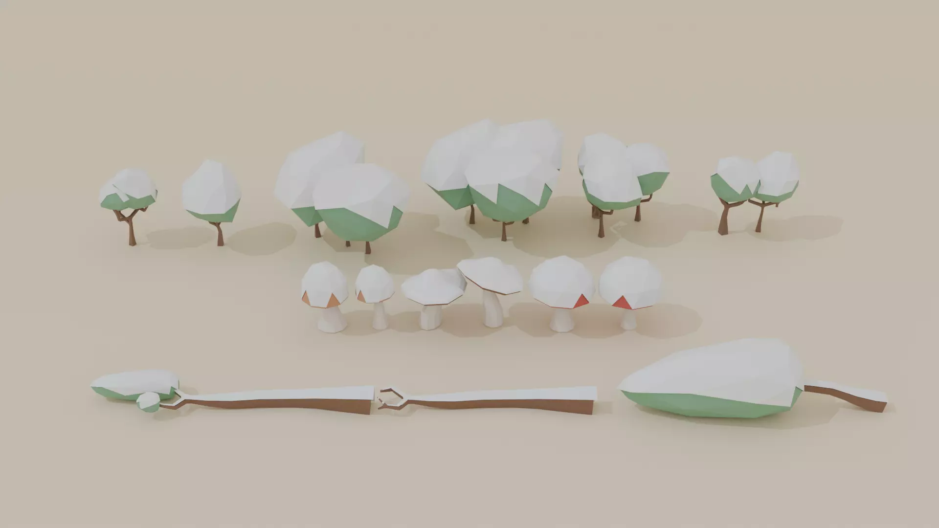 Stylized Low Poly Forest Pack 45 Assets Low-poly 3D model_4