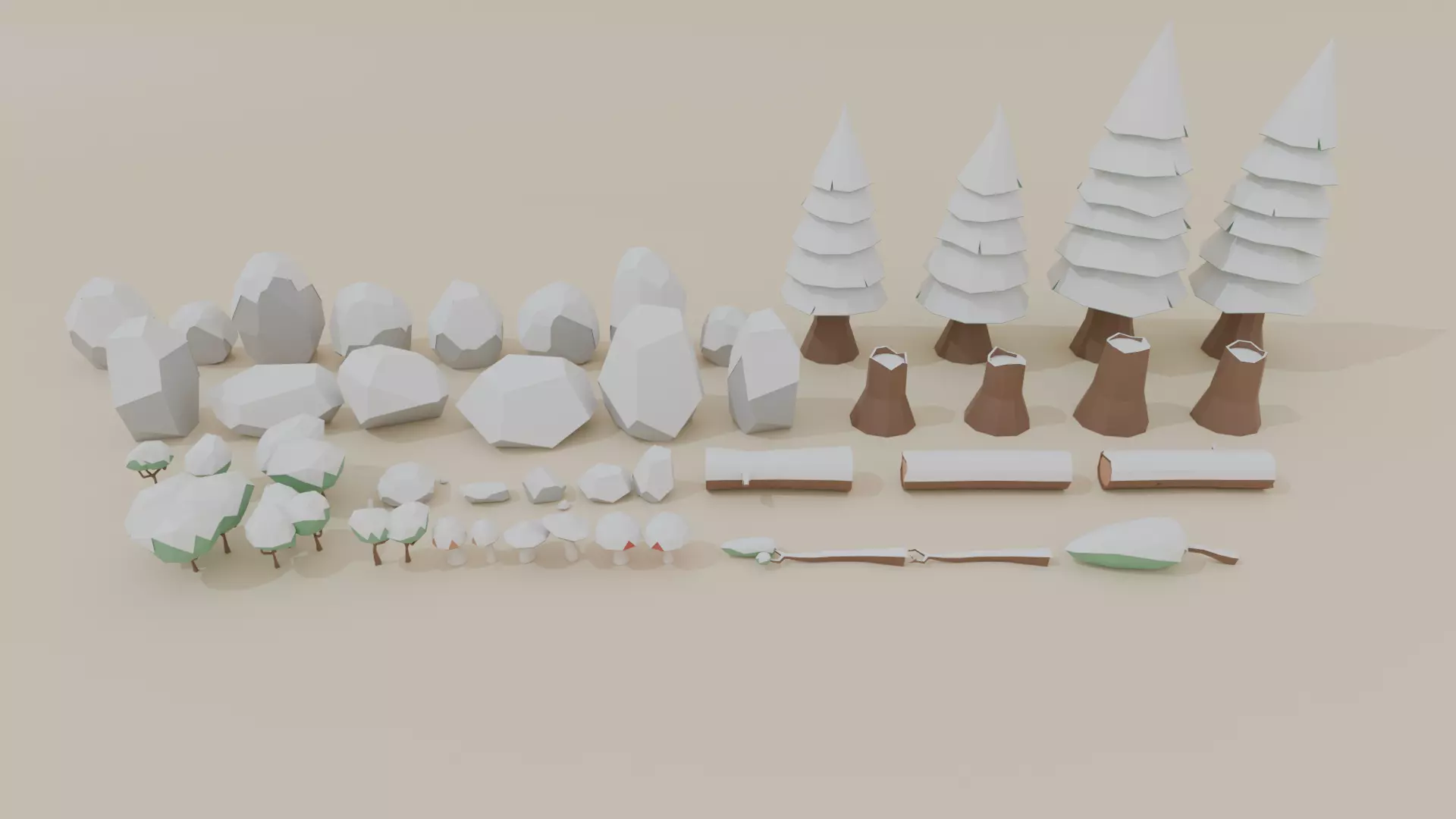 Stylized Low Poly Forest Pack 45 Assets Low-poly 3D model_2