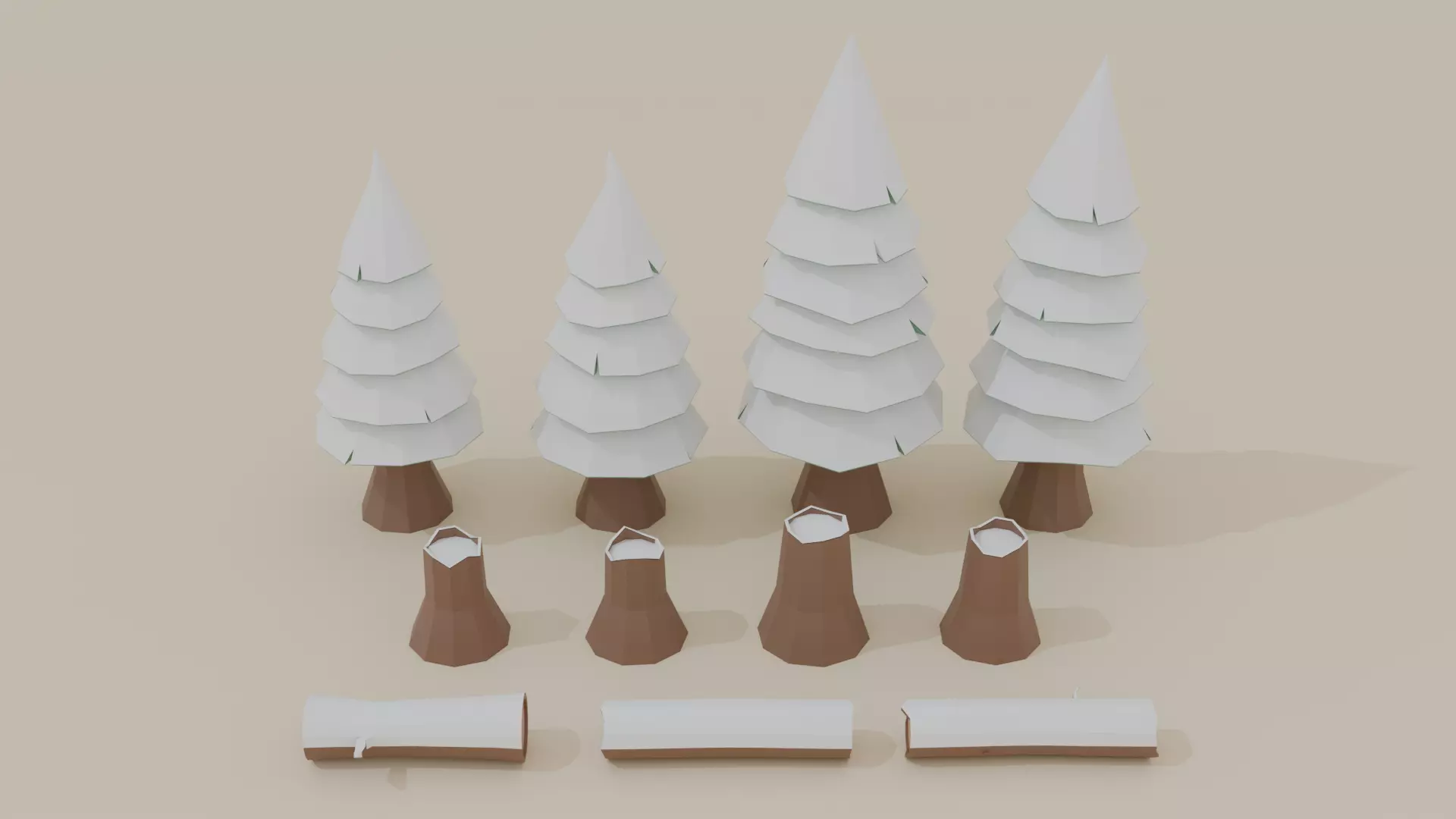 Stylized Low Poly Forest Pack 45 Assets Low-poly 3D model_8