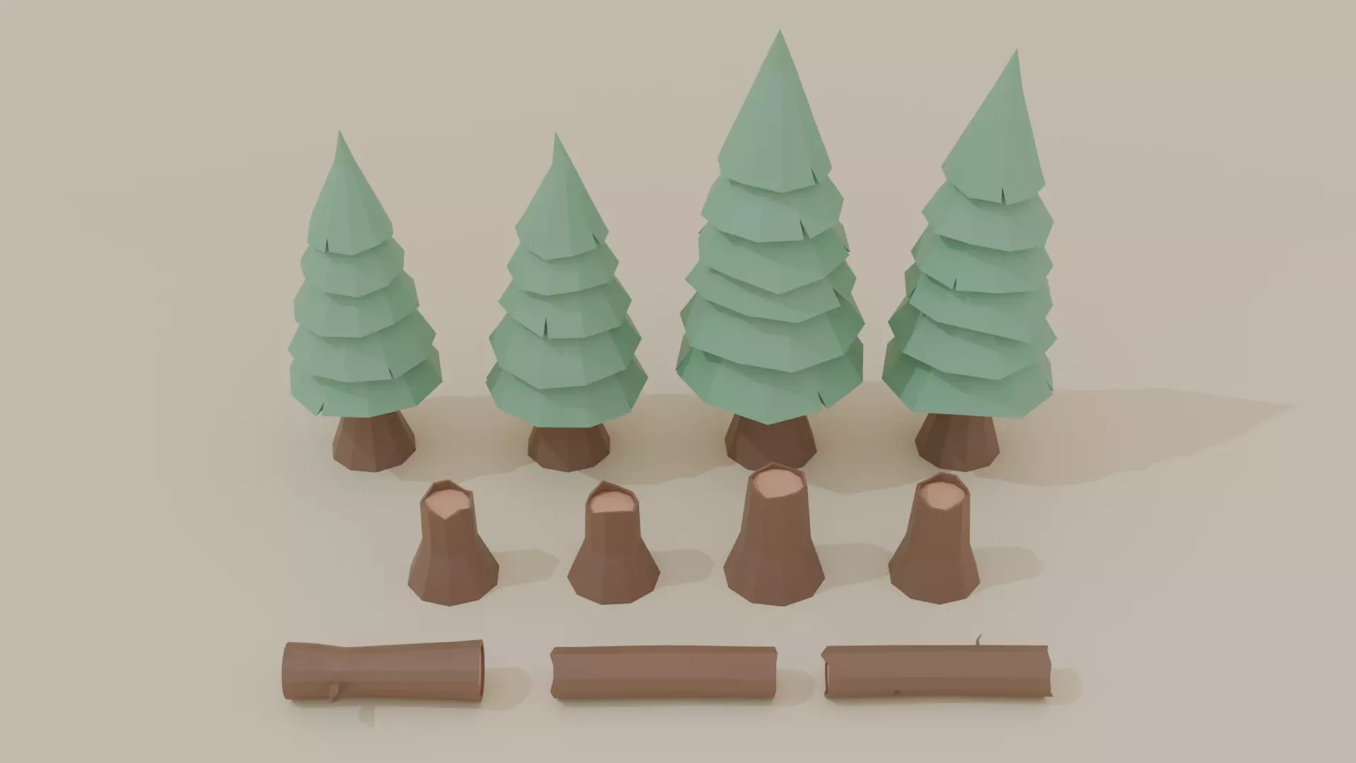 Stylized Low Poly Forest Pack 45 Assets Low-poly 3D model_7