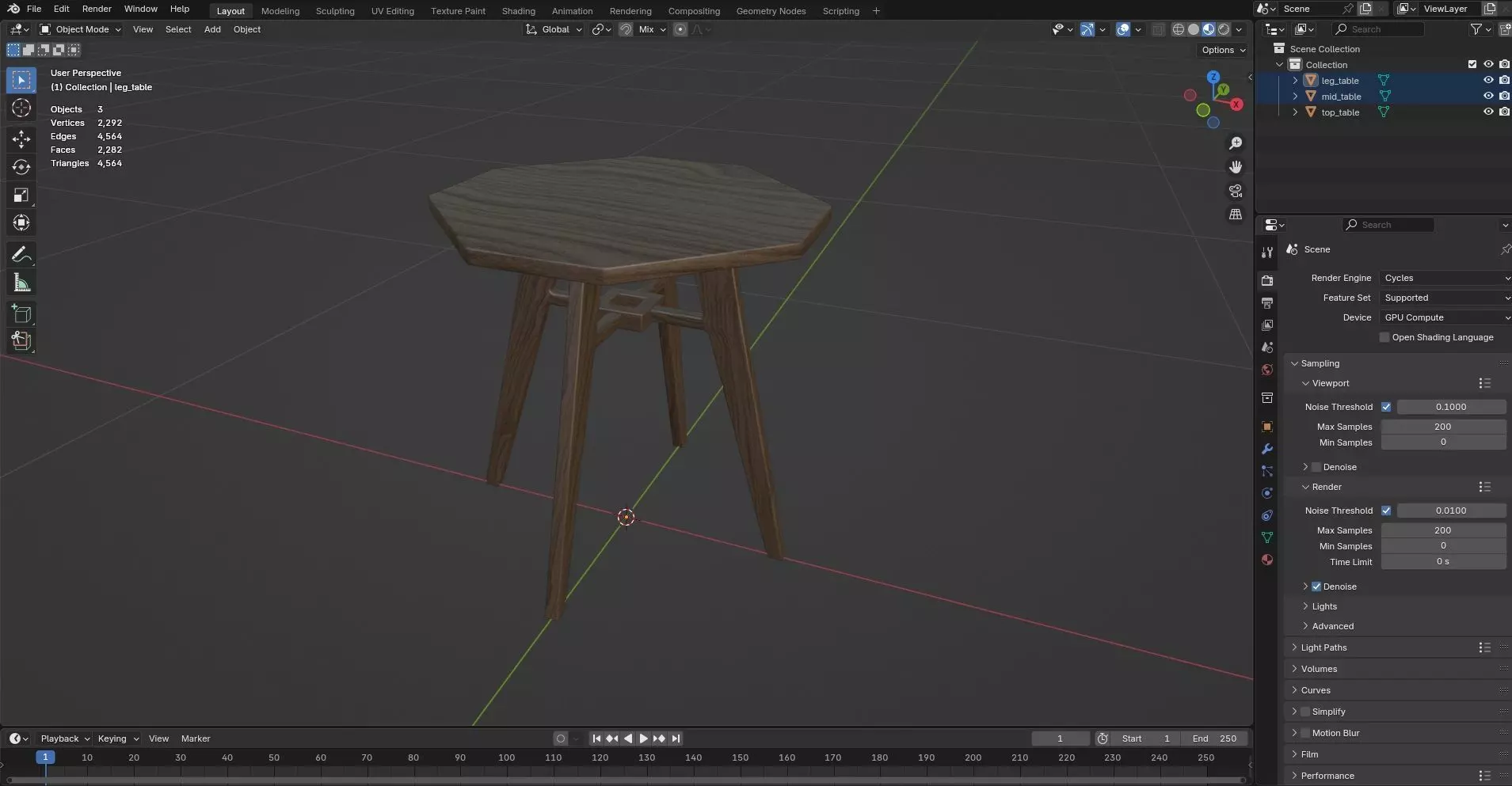 Octagon Table CG43 3D model_8